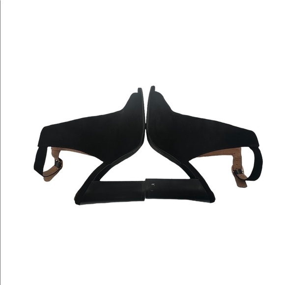 Lulu's Black Suede Peep Toe Ankle Strap Block Heeled Sandals Size 6 Women’s - Picture 6 of 8